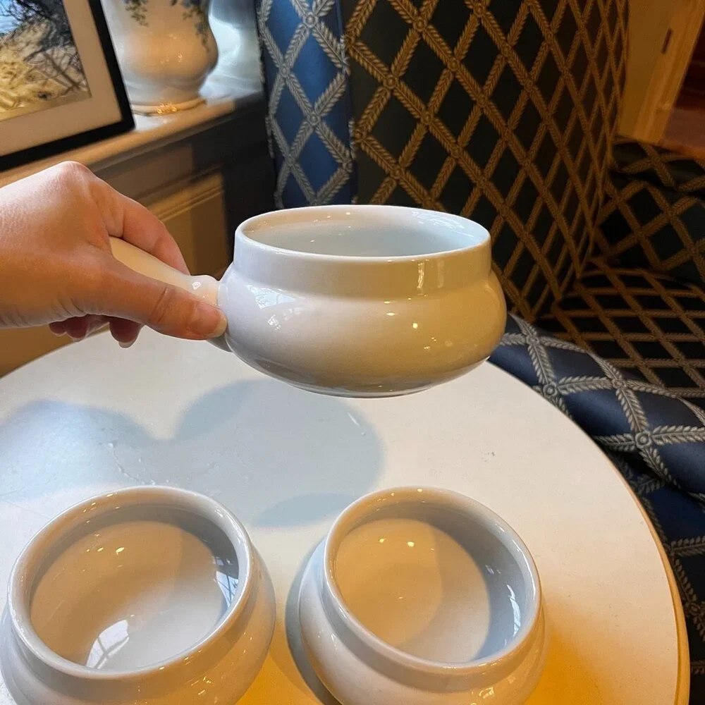 3 Sur La Table Blanc Individual Handled Soup Bowl